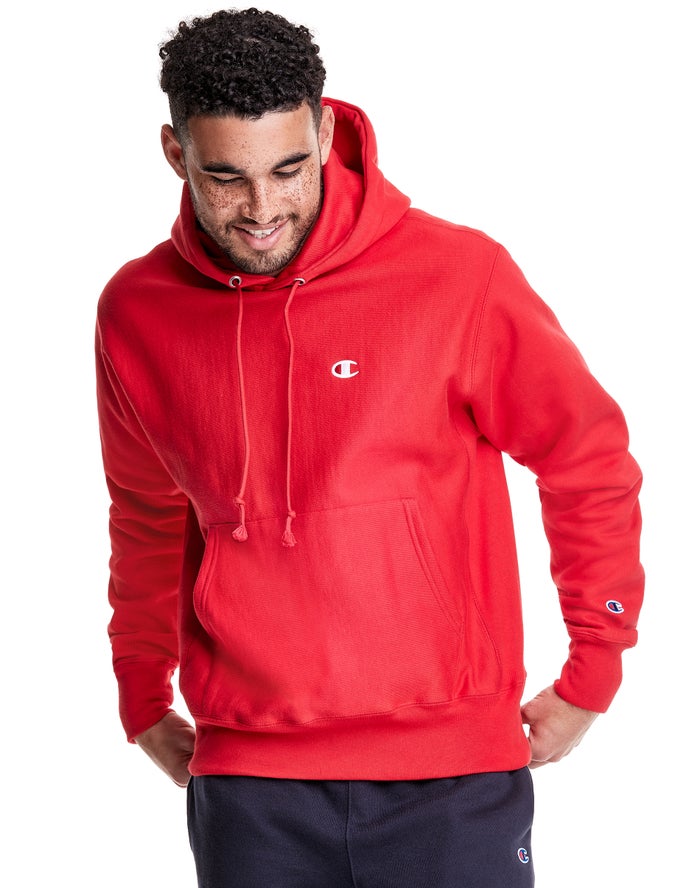 Sudadera Con Capucha Champion Hombre - Reverse Weave C Logo ( Rojas ) 6491087-VS